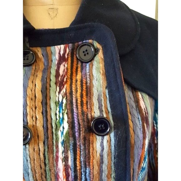 Moon Collection multi-color 'yarn' woven coat jacket striped M - Picture 9 of 11
